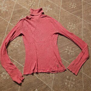 Abercrombie & Fitch pink cotton ribbed knit turtleneck